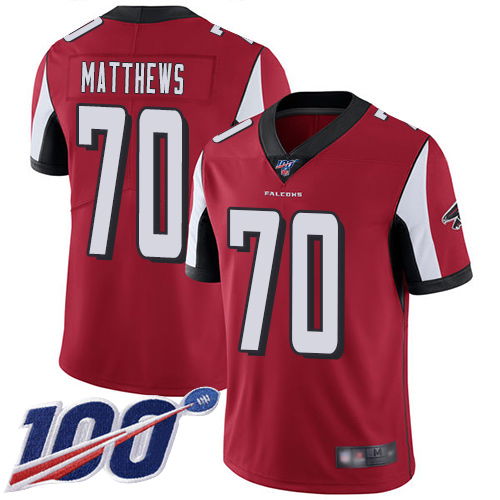 Atlanta Falcons Limited Red Men Jake Matthews Home Jersey NFL Football #70 100th Season Vapor Untouchable